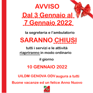 avviso chiusura natalizia